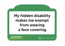 photo of badge saying my hidden disability makes me exempt from wearing a face covering 