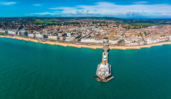 Eastbourne and bandstand from the air
