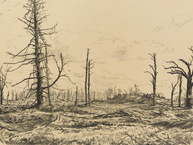 Painted First World War battlefield scene