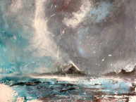 A dramatic, slightly abstract, painting: Moderate Westerly to Southwesterly Winds