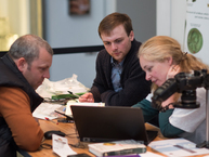 Finds Officer with finder entering an archaeological find on the national database