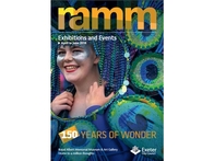 Cover of April to June events leaflet showing lady with a peacock headdress