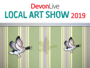 Three ornamental ducks on green wallpaper with one missing leaving a shadow