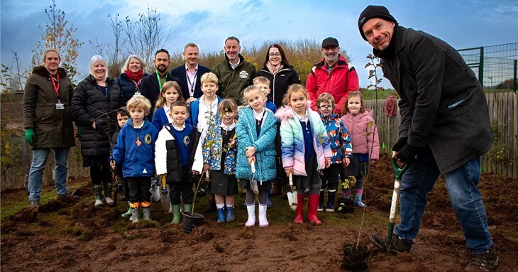 Green-fingered youngsters help plant micro-forest in school grounds