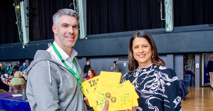 Thank you cards being presented to Chief Executive Bindu Arjoon