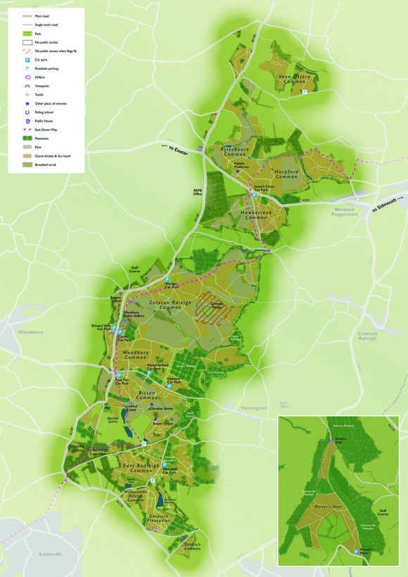 Map of Pebblebed Heaths