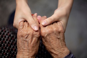 Elderly resident hands