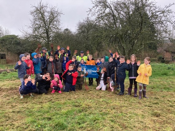 School children at orchard tree planting day