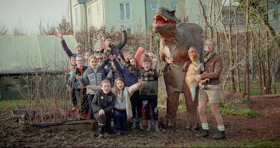 St Martins CofE School pupils with Rexy to plant trees