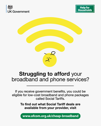 Struggling to afford your broadband and phone services? Graphic calling on you to visit Ofcom cheap broadband page