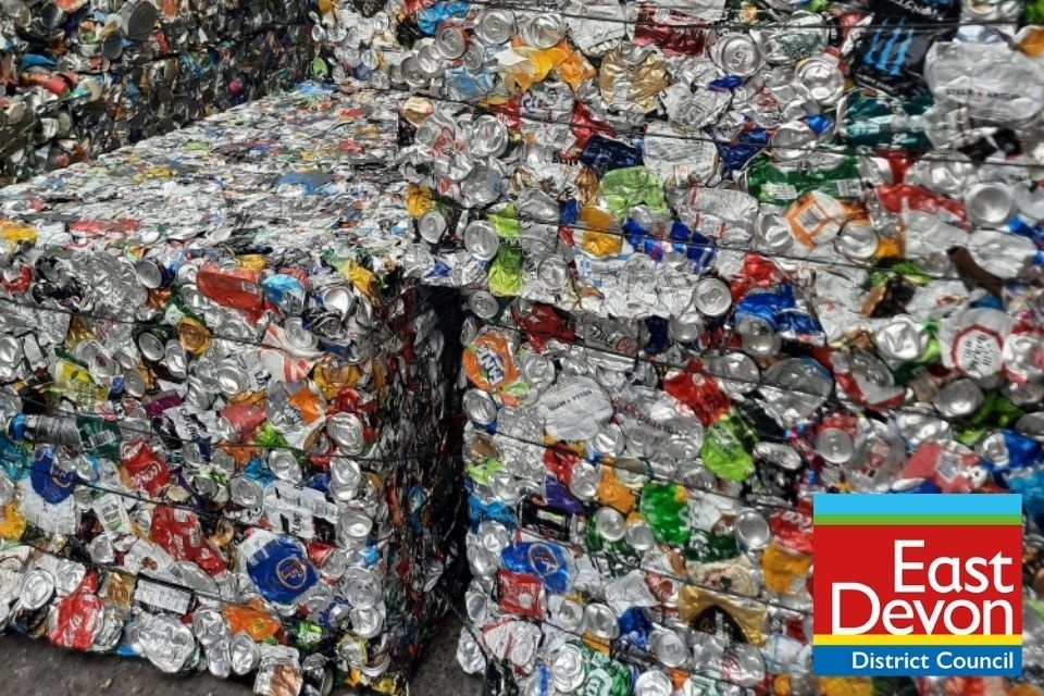 Bales of aluminium from recycled items like cans