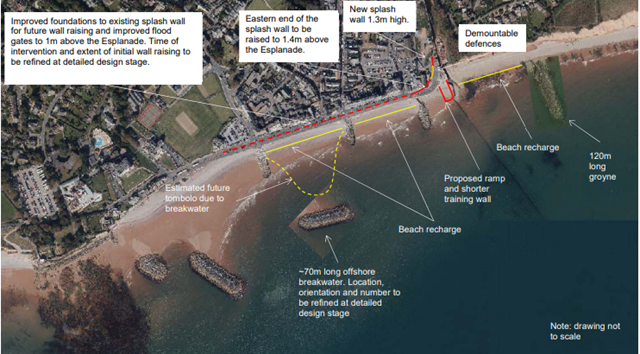 Map of Sidmouth coastal protection improvements