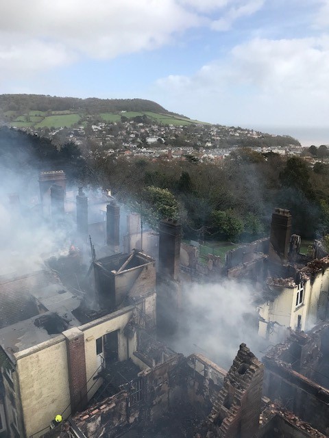 Photo of the Knowle, Sidmouth, following the fire