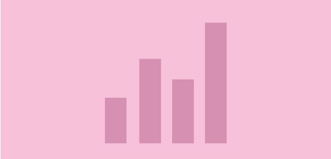 Bar chart graphic on pink background