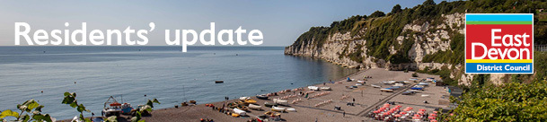 Residents' Update banner - Photo of Beer Beach from above on a sunny day by Tim White