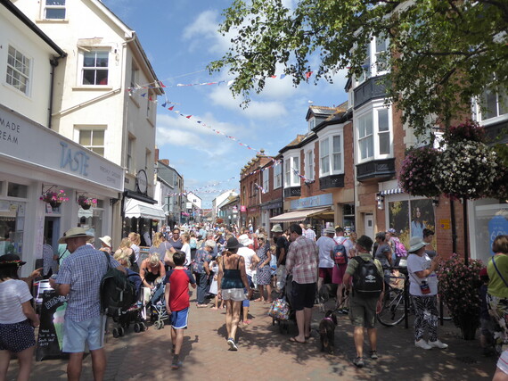 Busy Street in Sidmouth with People