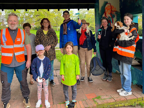 A photo of the project's supporters at the Phear Park shelter