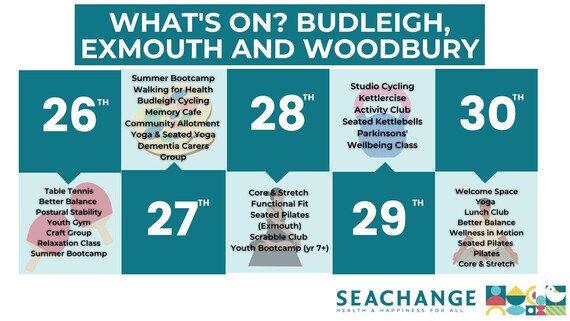 Seachange what's on calendar 26 - 30 Budleigh, Exmouth and Woodbury
