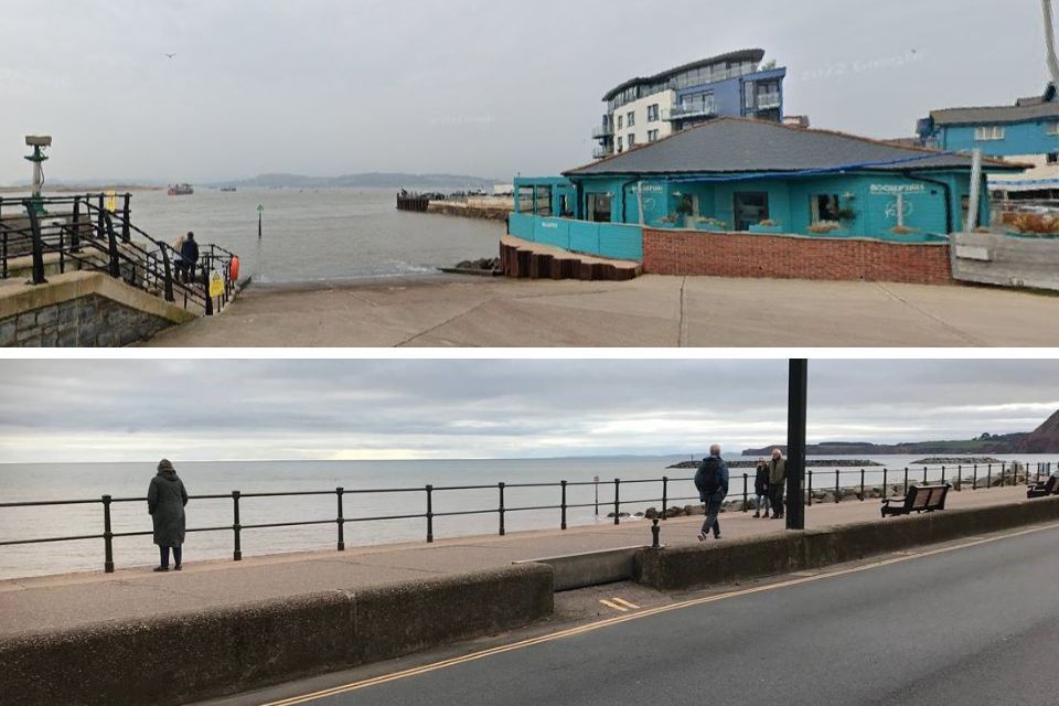 streetview of Mamhead Slipway and Sidmouth seafront
