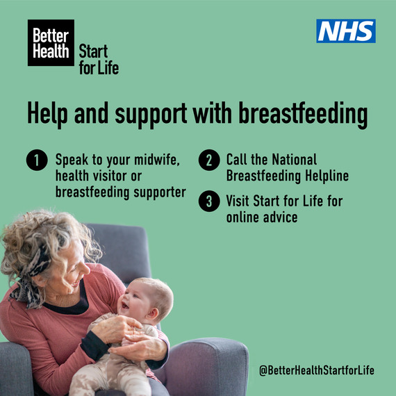 NHS graphic with information about help and support breastfeeding