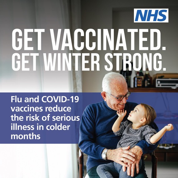 NHS get vaccinated get winter strong flu and covid 19 vaccines reduce the risk of serious illness in colder months photo of grandparent and grandchild