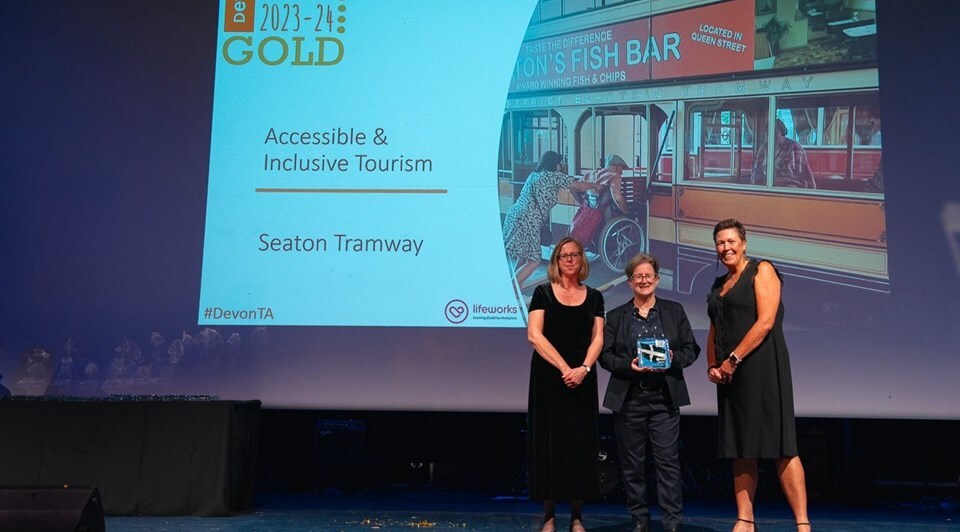 Seaton tramway staff collecting their gold award