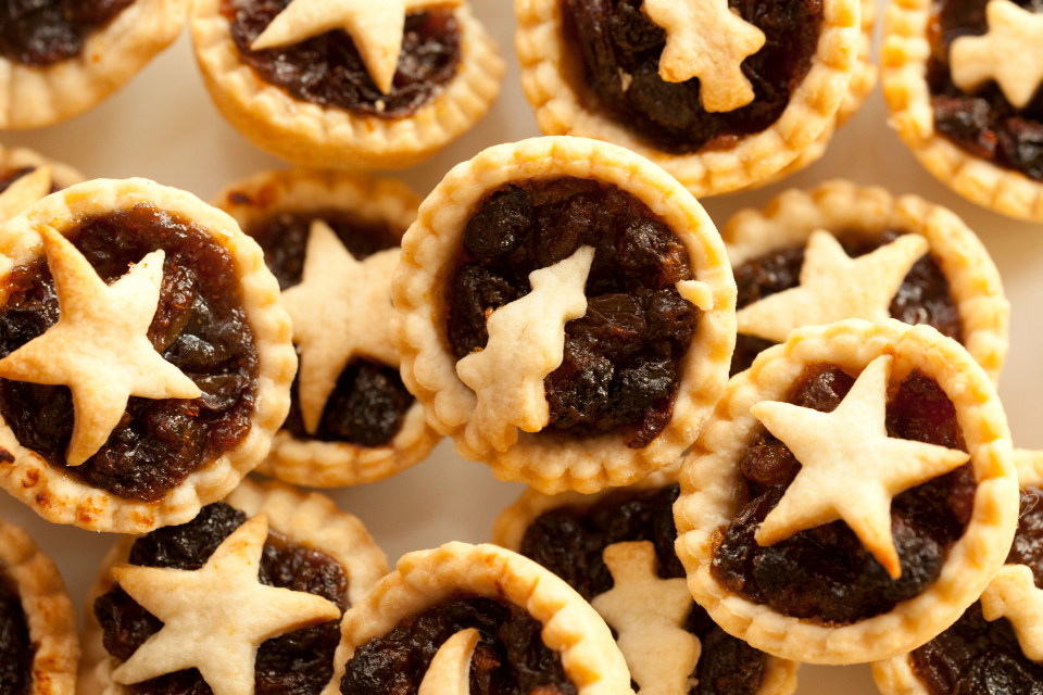 Photo of mince pies with star and Christmas tree shaped pastry