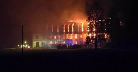 Photo of the fire at Poltimore House