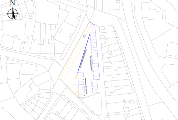 Map of the reserved and pay and display parking space at Mill Street in Sidmouth