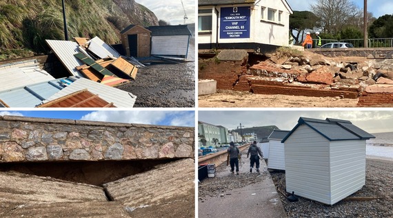 Collage of photos of the damage caused by Storm Kathleen 