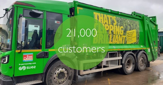 21,000 customers. East Devon District Council green waste truck
