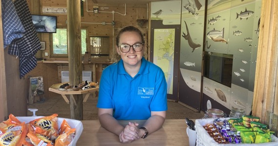 Jasmine Burges, a volunteer at Seaton Wetlands, at a counter