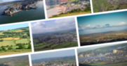 Collage of aerial photography of East Devon