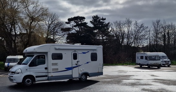 Campervans in a car park