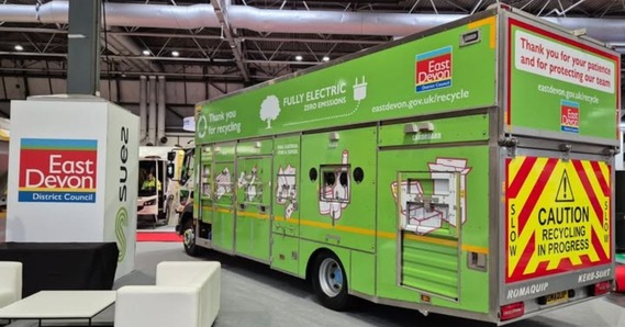 An electric East Devon District Council recycling vehicle