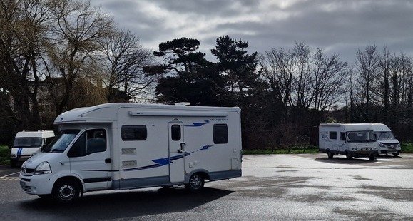 Motorhomes in a carpark