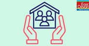 hands with a house and people inbetween. East Devon District Council logo