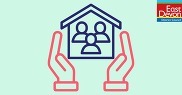 Hands with a house and people inbetween. East Devon District Council logo