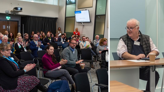 Councillor Paul Arnott delivers a speech to an audience at East Devon's Voluntary Sector Thank You Event