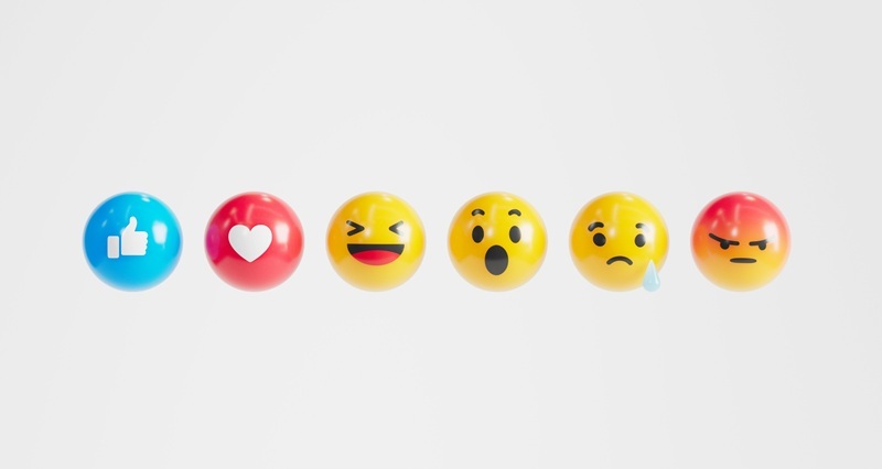 Six emotion emoji icons in a row ranging from good to bad