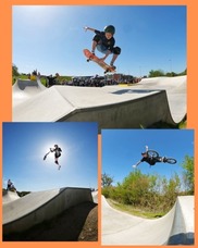 Collage of skateboarders and bmx-ers at Cranbrook skate park