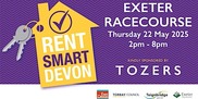 Rent Smart Devon. Exeter Racecourse. Thursday 22 May 2025 2pm - 8pm. House with keys attached. Kindly sponsored by Tozers. Council logos