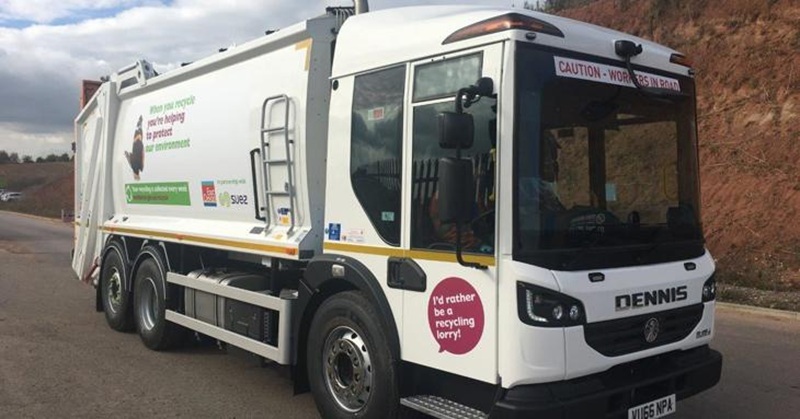 White waste collection van