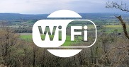 wifi logo on an East Devon green hilly landscape