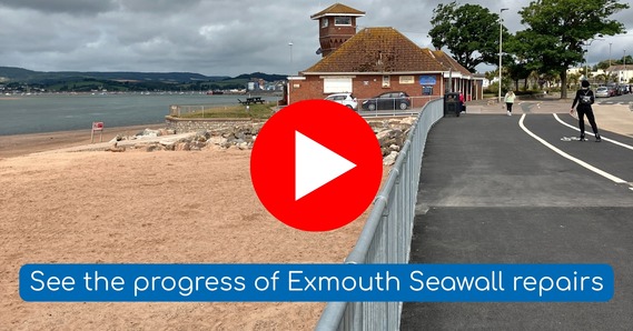 See the progress of Exmouth Seawall repairs. Play button. The recently finished second phase from the pavement
