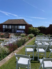 Chairs set up for a wedding at Connaught Gardens in Sidmouth