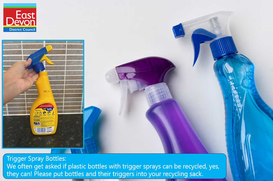 We often get asked if plastic bottles with trigger sprays can be recycled, yes they can! Put bottles and triggers into your recycling sack