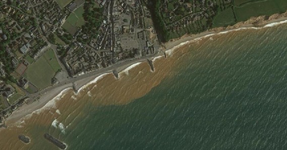 Aerial view of Sidmouth's coastline