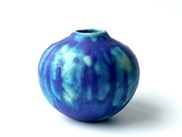 A blue ceramic pot by Helen McCormick