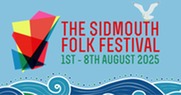 The Sidmouth Folk Festival. 1st -8th August 2025. Seagull and waves illustration